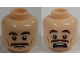 Part No: 3626pb1743  Name: Minifigure, Head Dual Sided Brown Eyebrows, Moustache, White Pupils, Scared Pattern
