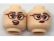 Part No: 3626pb1785  Name: Minifigure, Head Dual Sided Female Dark Red Glasses and Lips, Quizzical / Excited Pattern