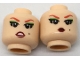 Part No: 3626pb1786  Name: Minifigure, Head Dual Sided Female Red Eyebrows, Green Eye Shadow, Worried / Pursed Lips Pattern