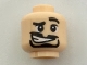 Part No: 3626pb1849  Name: Minifigure, Head Black Eyebrows, Left Raised Eyebrow, Black Goatee, White Eyes with Black Pupils, Crooked Grin Pattern