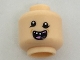 Part No: 3626pb1854  Name: Minifigure, Head Uneven Black Eyes, Open Mouth with Missing Teeth and Pink Tongue Pattern