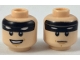 Part No: 3626pb1865  Name: Minifigure, Head Dual Sided Black Headband with Squinted Batman Eyes, Neutral / Grin Pattern