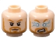 Part No: 3626pb1939  Name: Minifigure, Head Dual Sided Medium Nougat Eyebrows, Moustache, and Beard, Neutral / Metallic Light Blue and White Lightning Eyes and Angry Open Mouth with Teeth Pattern