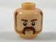 Part No: 3626pb1952  Name: Minifigure, Head Dark Brown Eyebrows, Sideburns, Moustache, Medium Nougat Stubble Pattern