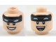 Part No: 3626pb1958  Name: Minifigure, Head Dual Sided Black Headband with Squinted Batman Eyes, Smile with Teeth / Open Mouth with Teeth and Tongue Pattern