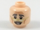 Part No: 3626pb1983  Name: Minifigure, Head Forehead Lines, Dark Bluish Gray Eyebrows and Moustache, Gold Lowered Eyeglasses, Smiling Pattern