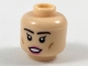 Part No: 3626pb1986  Name: Minifigure, Head Female, Black Eyebrows and Eyes with Single Eyelashes, Pink Lips Pattern