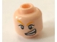 Part No: 3626pb2001  Name: Minifigure, Head Female Wide Eyes, Dark Orange Lips, Wide Crooked Grin with Teeth Pattern