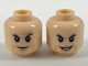 Part No: 3626pb2003  Name: Minifigure, Head Dual Sided Dark Orange Brow and Cheek Lines, Light Blue Eye Shadow and Line Under Mouth, Smug / Smile Pattern