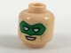 Part No: 3626pb2025  Name: Minifigure, Head Male Green Eye Mask, Bright Light Yellow Sideburns and Goatee, Open Grin Pattern