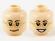 Part No: 3626pb2031  Name: Minifigure, Head Dual Sided Female Glasses with Gold Frames, Peach Lips, Smiling / Smiling with Teeth Pattern