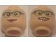 Part No: 3626pb2032  Name: Minifigure, Head Dual Sided Female Glasses with Dark Green Frames, Red Lips, Smiling / Smiling with Teeth Pattern