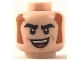 Part No: 3626pb2064  Name: Minifigure, Head Black Eyebrows, Dark Orange Sideburns, Big Smile with Red Tongue Pattern