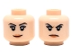 Part No: 3626pb2066  Name: Minifigure, Head Dual Sided Female Black Eyebrows, Peach Lips, Smirk/Frown Pattern