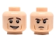 Part No: 3626pb2067  Name: Minifigure, Head Dual Sided Dark Brown Eyebrows, Cheek Lines, Open Smile/Frown Pattern