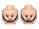 Part No: 3626pb2100  Name: Minifigure, Head Dual Sided Female Dark Tan Eyebrows, Black Chin Strap, Disgusted / Angry Pattern