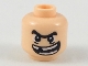 Part No: 3626pb2141  Name: Minifigure, Head Black Unibrow, Wide Lopsided Grin Showing Teeth, Missing a Tooth Pattern