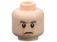 Part No: 3626pb2156  Name: Minifigure, Head Dark Bluish Gray Eyebrows, Dark Orange Jowel Lines, Chin Dimple, and Wrinkles, Frown Pattern