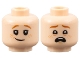 Part No: 3626pb2164  Name: Minifigure, Head Dual Sided Child Dark Orange Eyebrows, Nougat Freckles, Lopsided Grin / Scared Open Mouth with Top Teeth Pattern