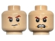 Part No: 3626pb2165  Name: Minifigure, Head Dual Sided Child Reddish Brown Eyebrows, Suspicious with Left Eyebrow Raised / Angry Pattern