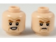 Part No: 3626pb2182  Name: Minifigure, Head Dual Sided Dark Orange Eyebrows, Wrinkles, Lopsided Smirk / Scowl Pattern