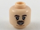Part No: 3626pb2190  Name: Minifigure, Head Dark Brown Eyebrows and Small Moustache, Medium Nougat Sagging Lines Under Eyes and Chin Pattern