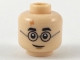 Part No: 3626pb2192  Name: Minifigure, Head Black Thick Eyebrows, Round Glasses with Dark Silver Temples, Nougat Lightning Bolt Scar, Medium Nougat Chin Dimple, Lopsided Grin Pattern