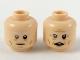 Part No: 3626pb2215  Name: Minifigure, Head Dual Sided White Eyebrows, Gray Right Eye, Neutral / Furrowed Brow and Open Mouth Pattern