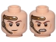 Part No: 3626pb2225  Name: Minifigure, Head Dual Sided Gold Headset, Closed Mouth Smile / Angry Pattern (SW Anakin)
