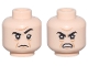 Part No: 3626pb2236  Name: Minifigure, Head Dual Sided Black Eyebrows, Upper Eyelids, Medium Nougat Jowl Lines, Chin Dimple and Wrinkles, Furrowed Brow, Stern with Raised Eyebrow Left / Angry Open Mouth Scowl with Teeth Pattern