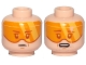 Part No: 3626pb2237  Name: Minifigure, Head Dual Sided Orange Visor, Brown Eyebrows, Chin Dimple, Neutral / Concerned Pattern (SW Cloud Car Pilot)