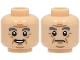 Part No: 3626pb2259  Name: Minifigure, Head Dual Sided Dark Bluish Gray Bushy Eyebrows, Medium Nougat Jowl Lines, Chin Dimple, Forehead Creases and Wrinkles, Open Mouth Smile with Teeth / Frown Pattern