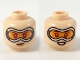 Part No: 3626pb2273  Name: Minifigure, Head Dual Sided Female, Large Goggles with Orange Lenses, Smirk / Smile Pattern