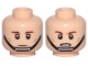 Part No: 3626pb2295  Name: Minifigure, Head Dual Sided Reddish Brown Eyebrows, Cheek Lines, Black Chin Strap, Neutral Closed Mouth / Frown Open Mouth with Teeth Pattern