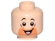 Part No: 3626pb2341  Name: Minifigure, Head Orange Cut Half Circle Beard, Black Eyebrows, Open Mouth, Smile, Tongue Pattern (Barney Rubble)