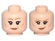 Part No: 3626pb2357  Name: Minifigure, Head Dual Sided Female Dark Tan Eyebrows, Nougat Lips, Lines on Cheeks, Eyebrow Raised, Smile / Smirk Pattern (Leia)