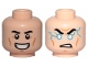 Part No: 3626pb2374  Name: Minifigure, Head Dual Sided Black Eyebrows, Cheek Lines, Smile / Light Blue Lightning Bolts Pattern