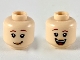 Part No: 3626pb2404  Name: Minifigure, Head Dual Sided Female Reddish Brown Eyebrows, Nougat Lips, Lopsided Grin / Wide Open Smile Pattern