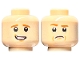 Part No: 3626pb2412  Name: Minifigure, Head Dual Sided Dark Orange Eyebrows, Medium Nougat Chin Dimple, Lopsided Open Mouth Smile with Teeth / Angry with Frown Pattern