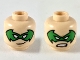 Part No: 3626pb2418  Name: Minifigure, Head Dual Sided Green Bat-Shaped Domino Mask with White Eyes, Grin / Fierce Pattern