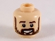 Part No: 3626pb2448  Name: Minifigure, Head Dark Brown Eyebrows and Beard with Dark Tan Highlights Pattern