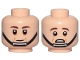 Part No: 3626pb2452  Name: Minifigure, Head Dual Sided Dark Brown Eyebrows, Black Chin Strap, Cheek Lines, Neutral / Scared with Wrinkles Below Eyes Pattern