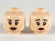 Part No: 3626pb2479  Name: Minifigure, Head Dual Sided Female Black Eyebrows, Upper Eyelids, Medium Nougat Eye Shadow, Cheek Lines, Wrinkles, and Chin Dimple, Dark Red Lips, Open Mouth Smile with Teeth / Sad Frown Pattern