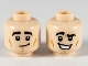 Part No: 3626pb2499  Name: Minifigure, Head Dual Sided Black Eyebrows, Lopsided Grin / Large Smile with Raised Right Eyebrow Pattern