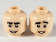 Part No: 3626pb2501  Name: Minifigure, Head Dual Sided Thick Black Eyebrows, Low Mouth, Smile / Worried Pattern