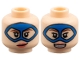 Part No: 3626pb2512  Name: Minifigure, Head Dual Sided Female, Blue Domino Mask, Reddish Brown Eyebrows, Coral Lips, Lopsided Grin / Open Smile Pattern