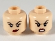 Part No: 3626pb2514  Name: Minifigure, Head Dual Sided Female, Black Eyebrows, Dark Pink Lips, Smirk with Raised Left Eyebrow / Fierce Scowl Pattern