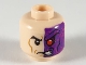 Part No: 3626pb2530  Name: Minifigure, Head Dark Purple Left Side with Red Eye and Magenta Swirls Pattern