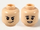 Part No: 3626pb2620  Name: Minifigure, Head Dual Sided Black Eyebrows, Lopsided Smirk / Worried Showing Teeth Pattern