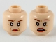 Part No: 3626pb2657  Name: Minifigure, Head Dual Sided Female, Reddish Brown Eyebrows, Dark Orange Wrinkles, Red Lips, Raised Right Eyebrow / Surprised Pattern